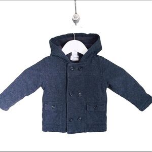 GYMBOREE Cotton Pea Coat With Duffle Detailing & Pockets Grey Baby Boy Sz 18M-2Y